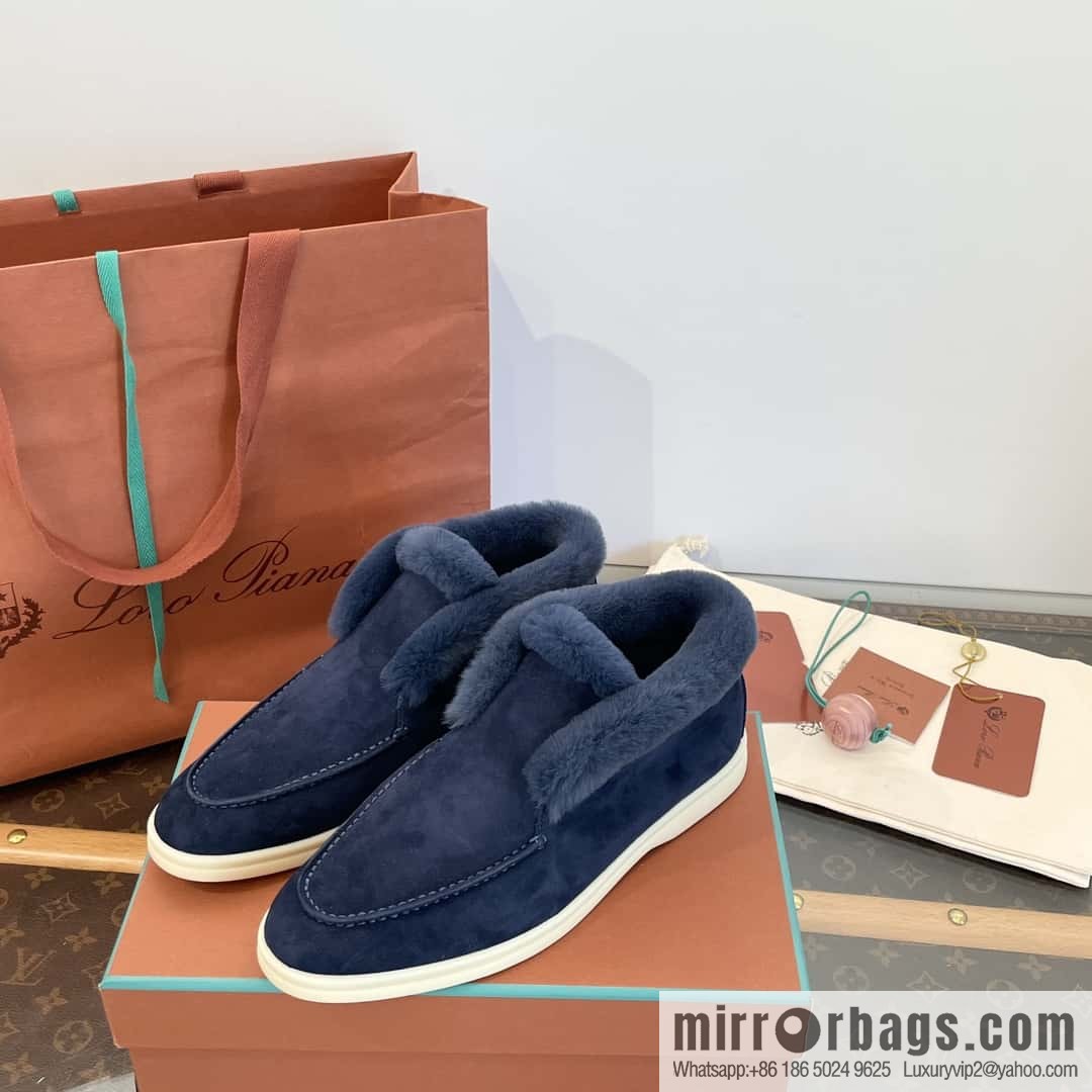 Loro Piana nutria fur high-top fluffy shoes