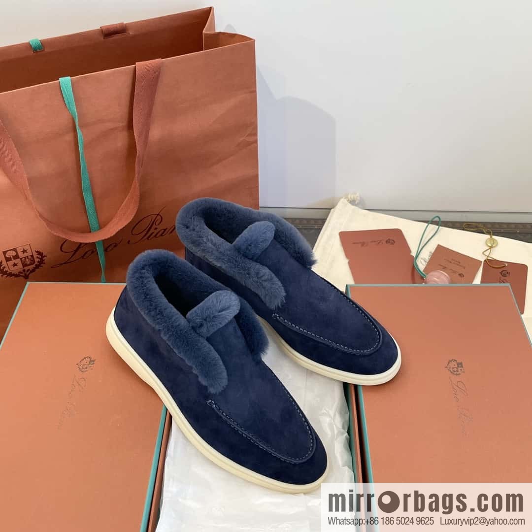 Loro Piana nutria fur high-top fluffy shoes