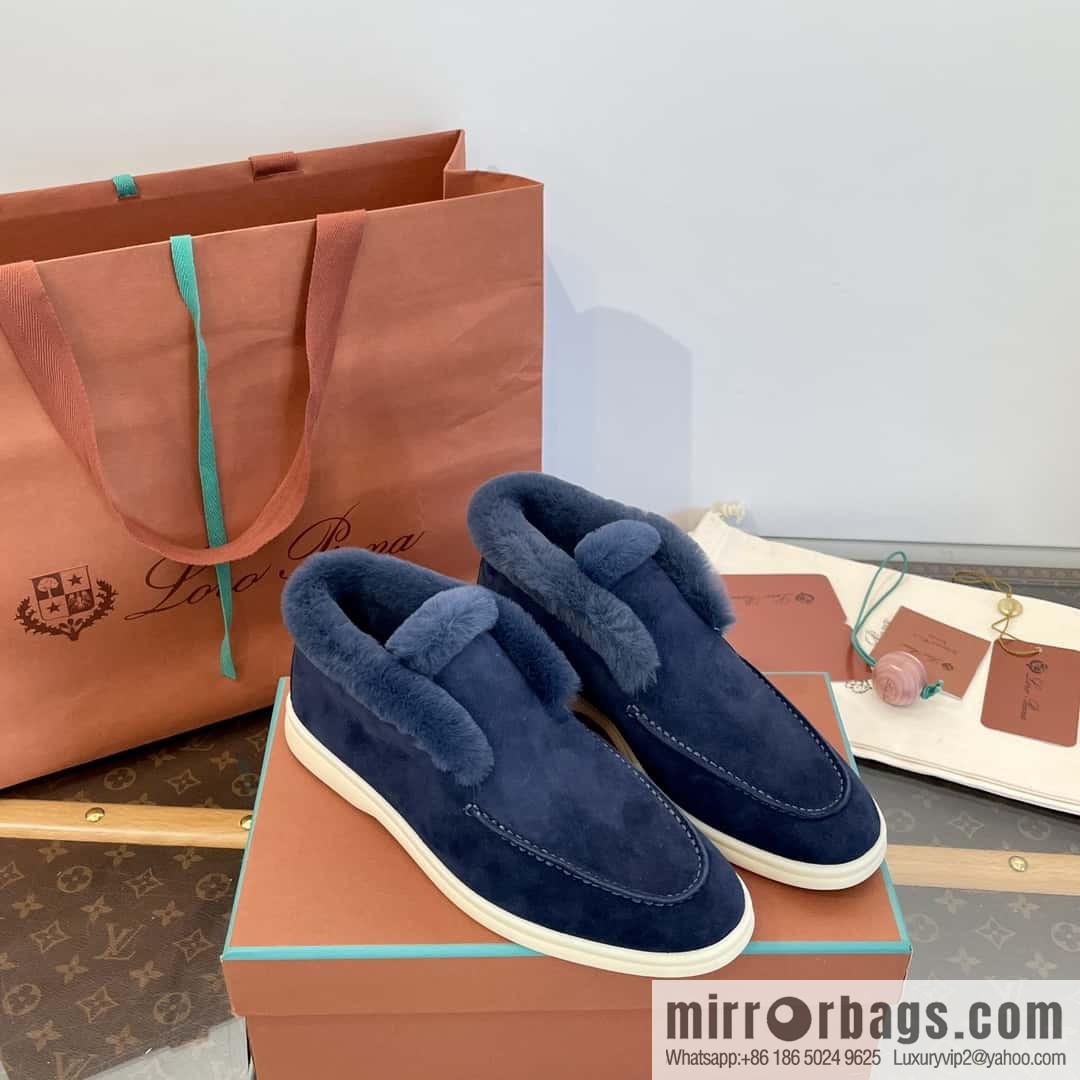 Loro Piana nutria fur high-top fluffy shoes