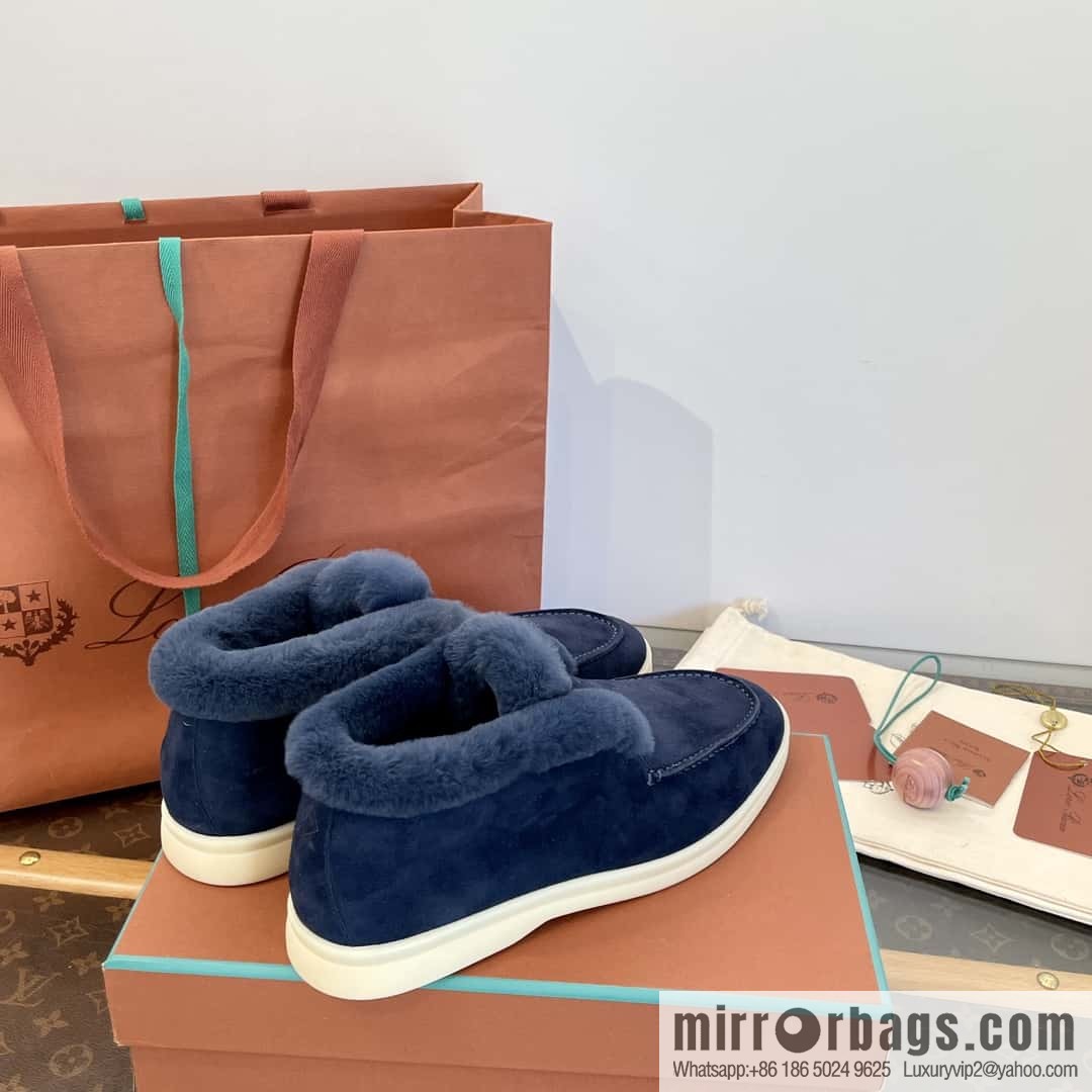 Loro Piana nutria fur high-top fluffy shoes