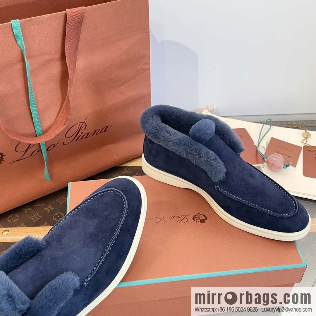Loro Piana nutria fur high-top fluffy shoes