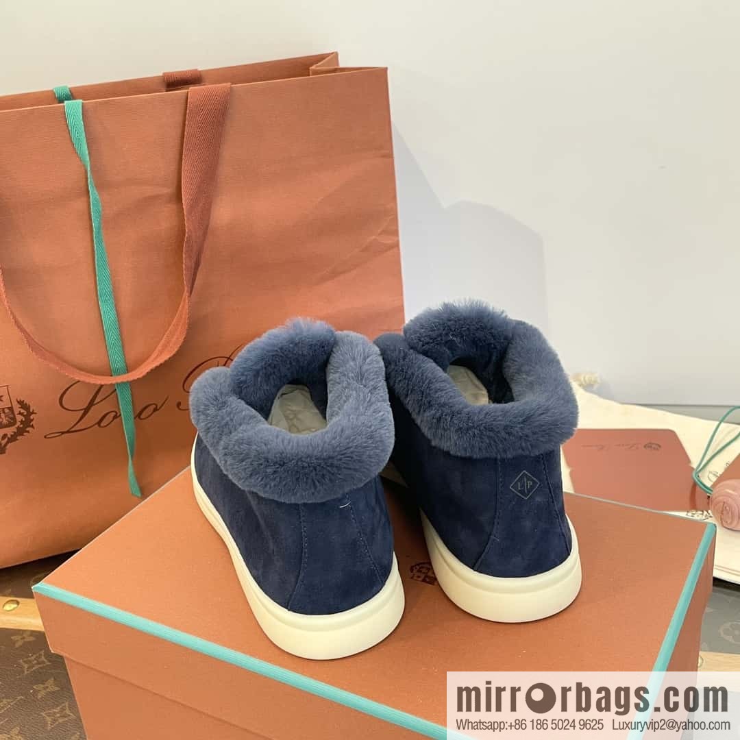 Loro Piana nutria fur high-top fluffy shoes