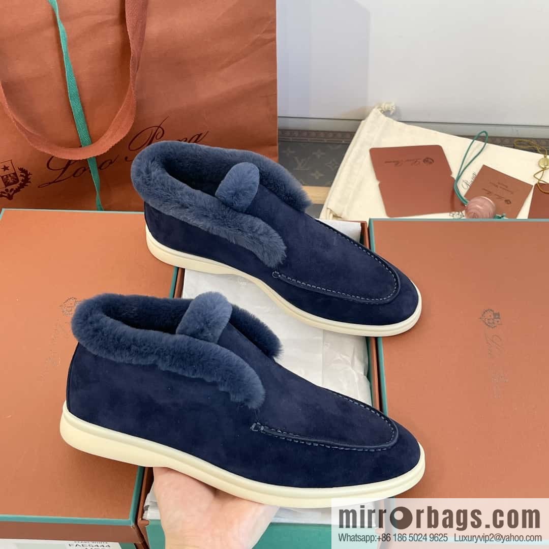 Loro Piana nutria fur high-top fluffy shoes