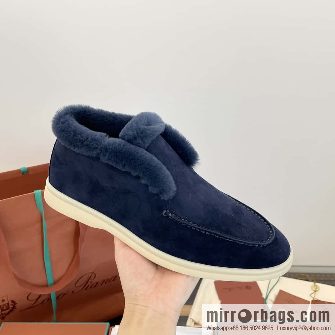 Loro Piana nutria fur high-top fluffy shoes