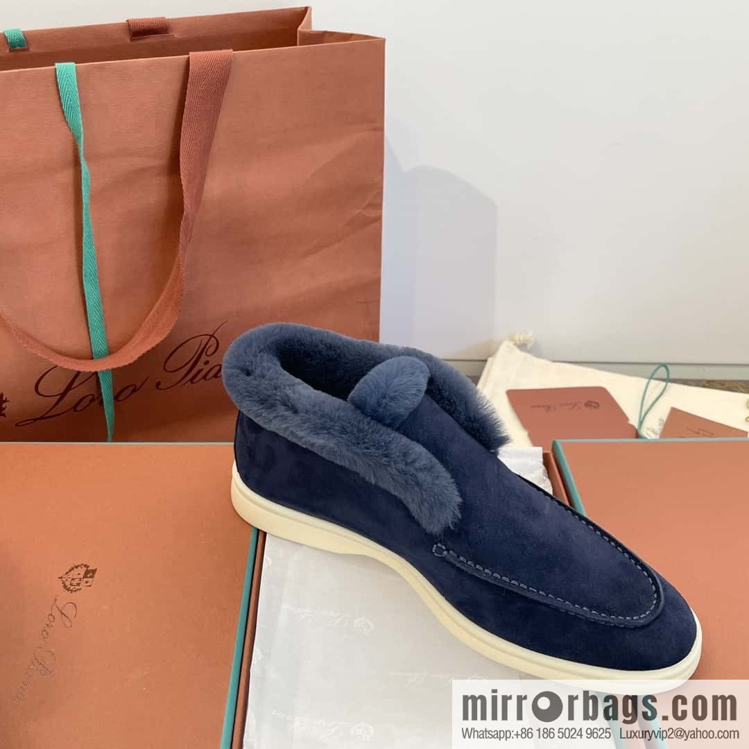 Loro Piana nutria fur high-top fluffy shoes