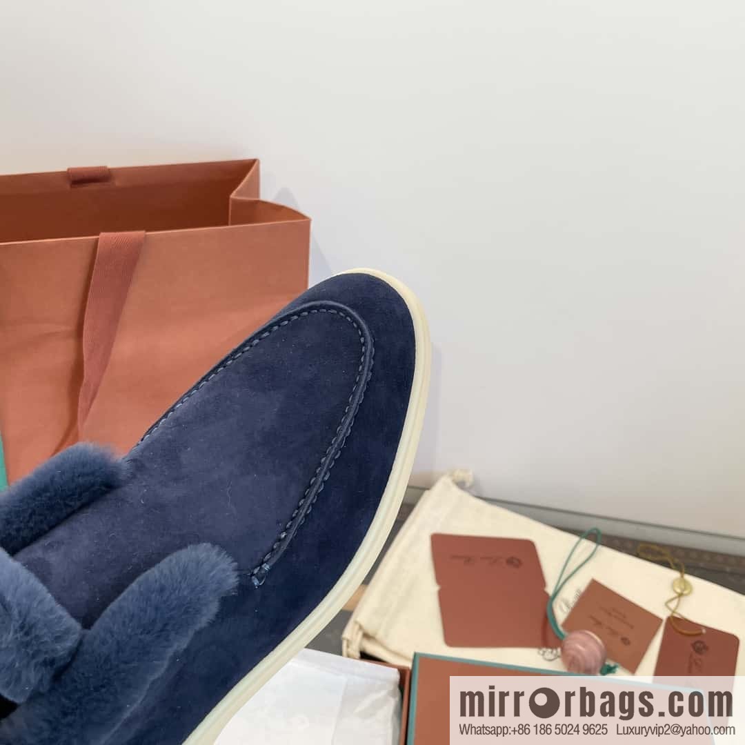 Loro Piana nutria fur high-top fluffy shoes