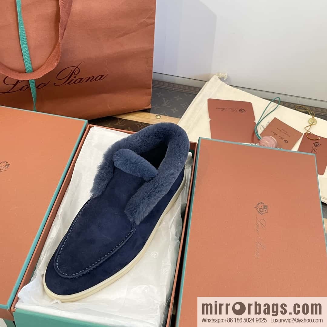 Loro Piana nutria fur high-top fluffy shoes