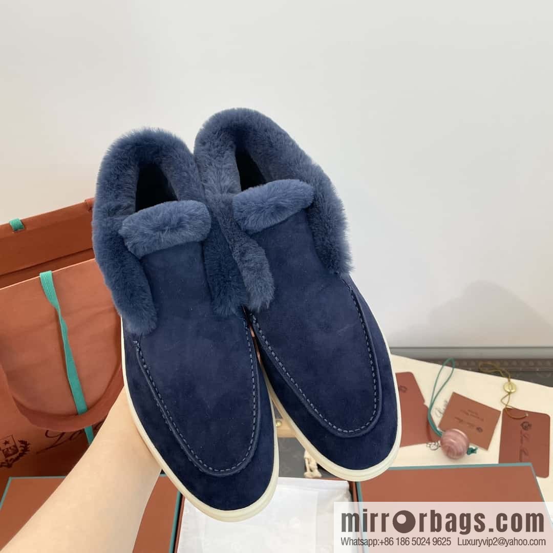 Loro Piana nutria fur high-top fluffy shoes