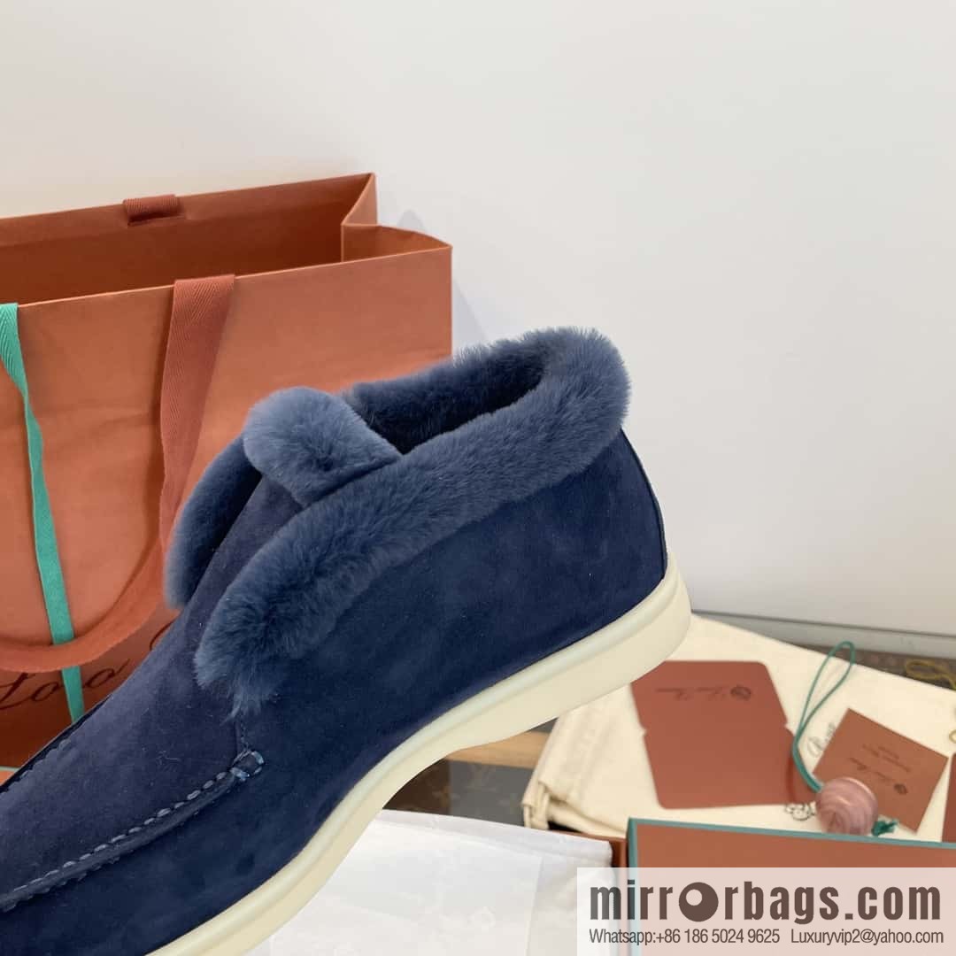 Loro Piana nutria fur high-top fluffy shoes