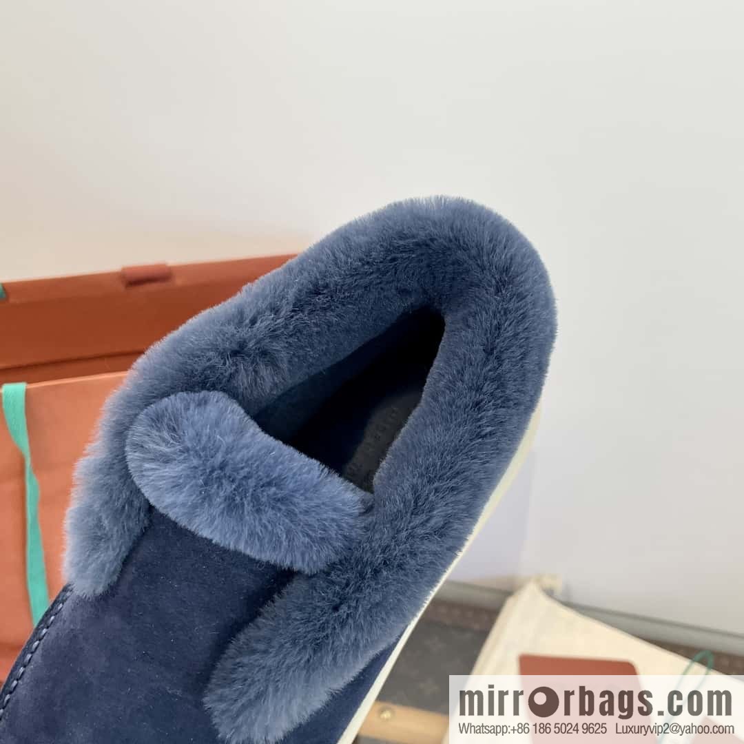 Loro Piana nutria fur high-top fluffy shoes