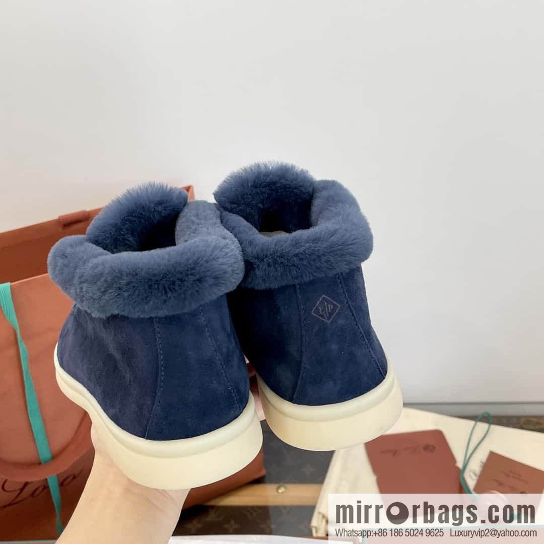 Loro Piana nutria fur high-top fluffy shoes