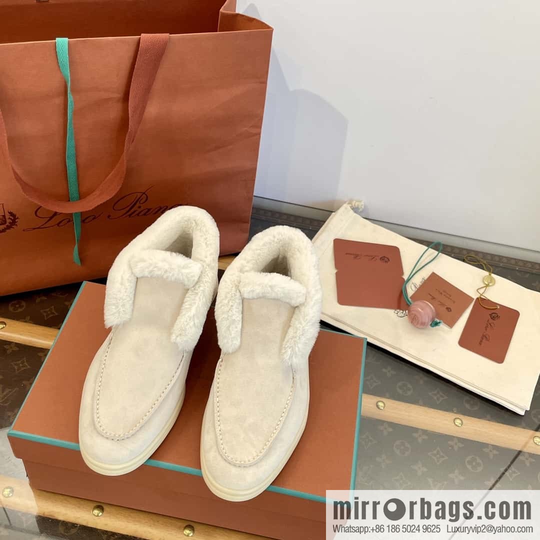 Loro Piana nutria fur high-top fluffy shoes