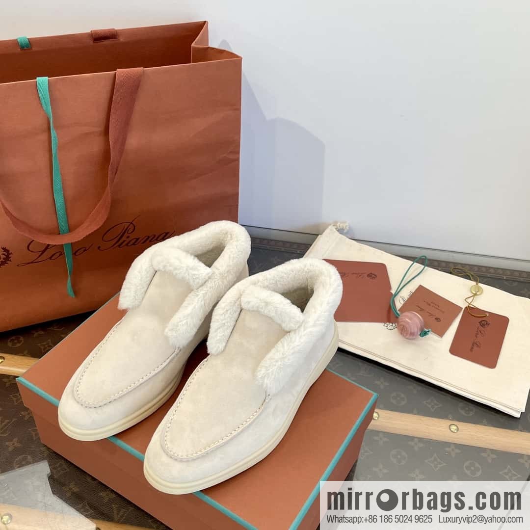 Loro Piana nutria fur high-top fluffy shoes