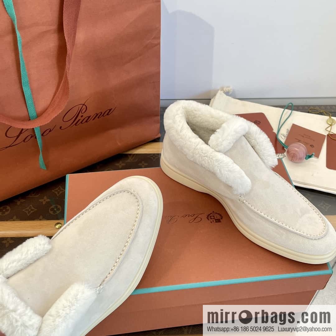Loro Piana nutria fur high-top fluffy shoes
