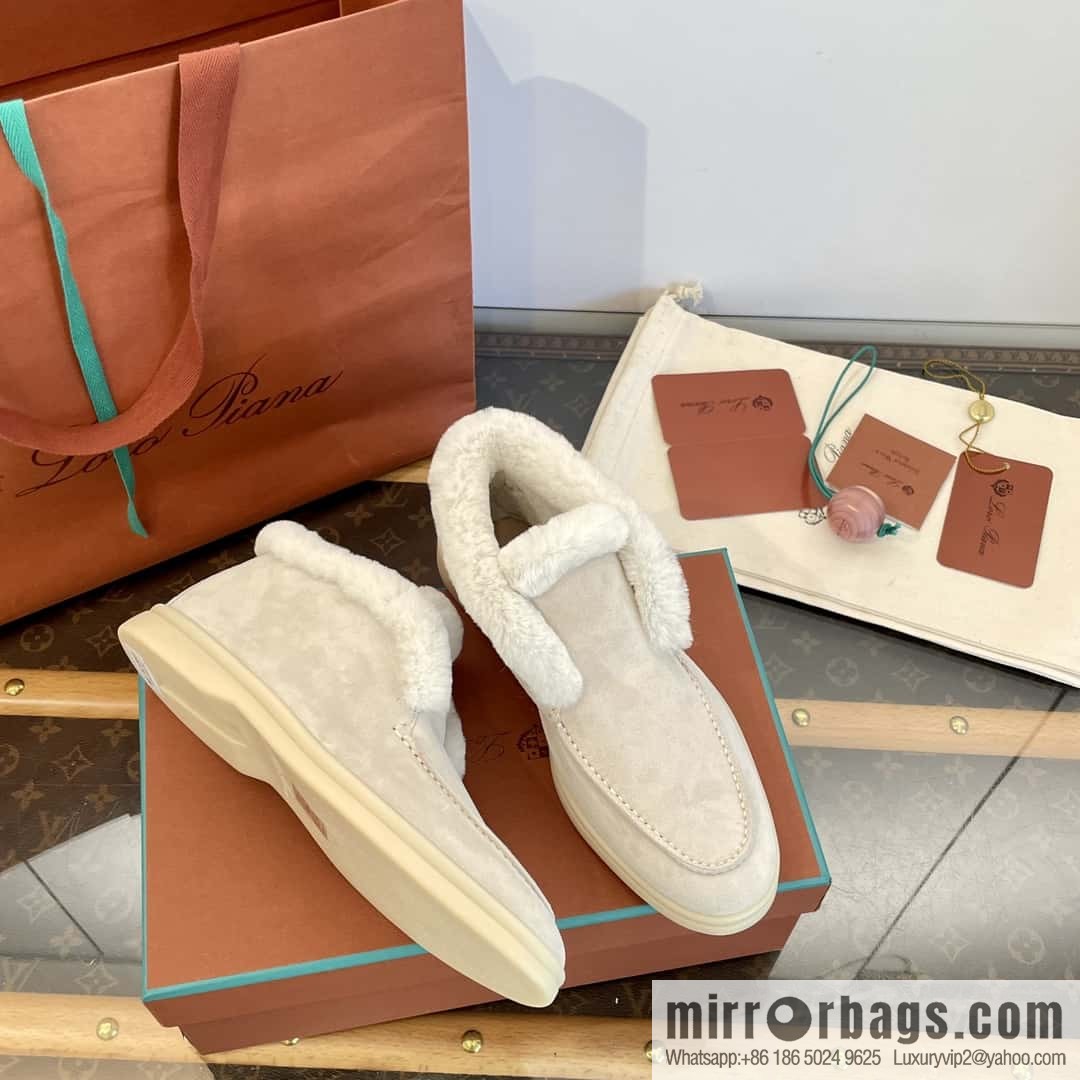 Loro Piana nutria fur high-top fluffy shoes