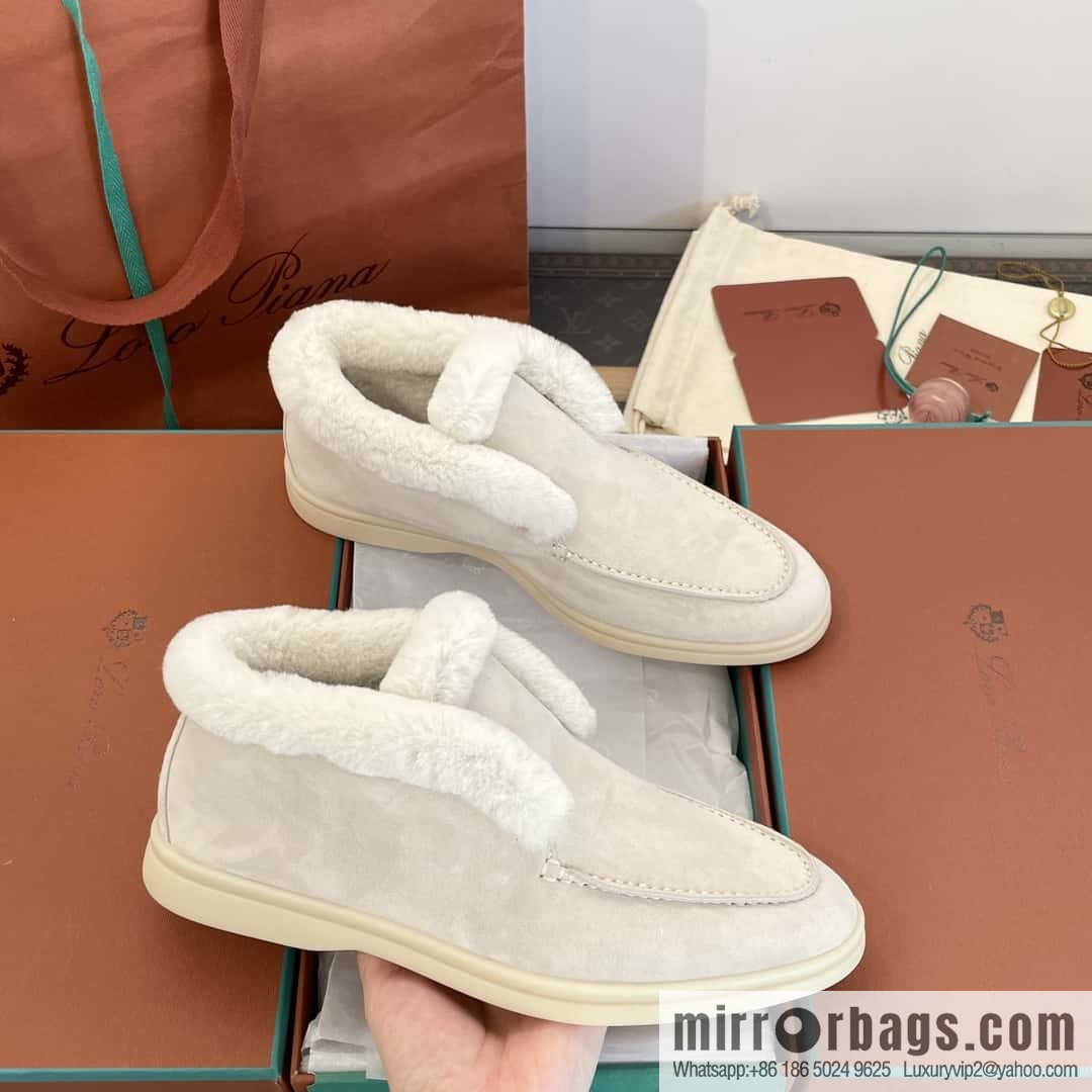 Loro Piana nutria fur high-top fluffy shoes