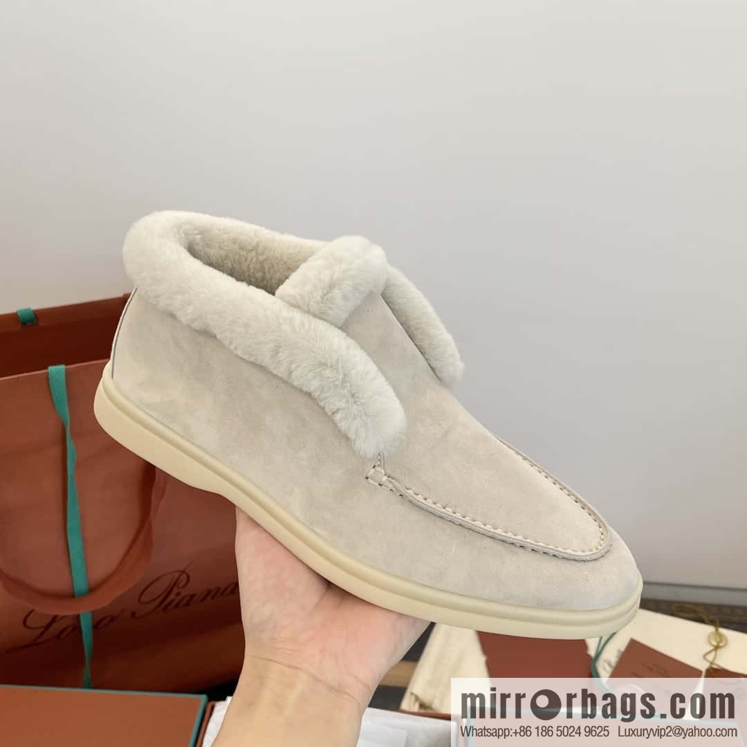 Loro Piana nutria fur high-top fluffy shoes
