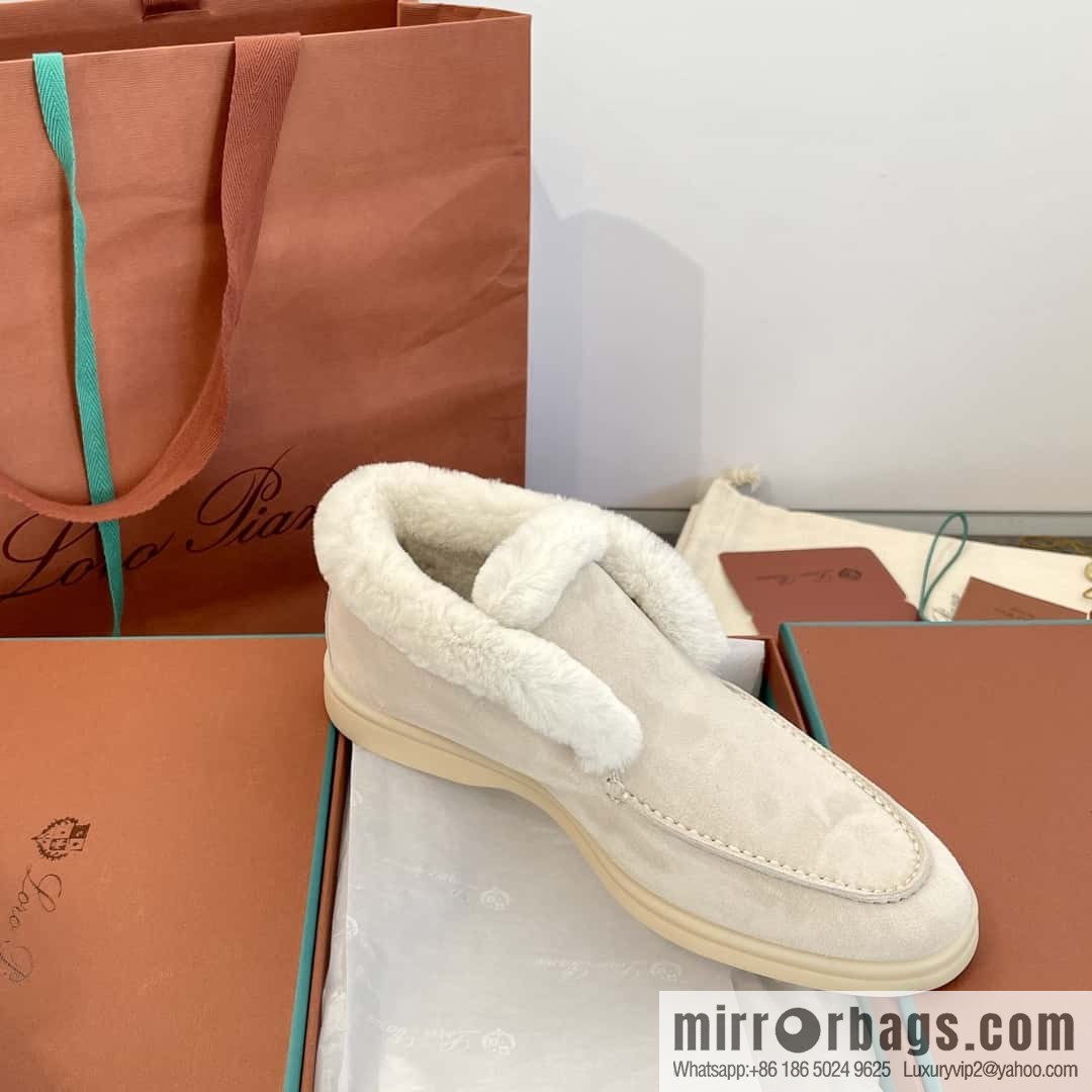 Loro Piana nutria fur high-top fluffy shoes
