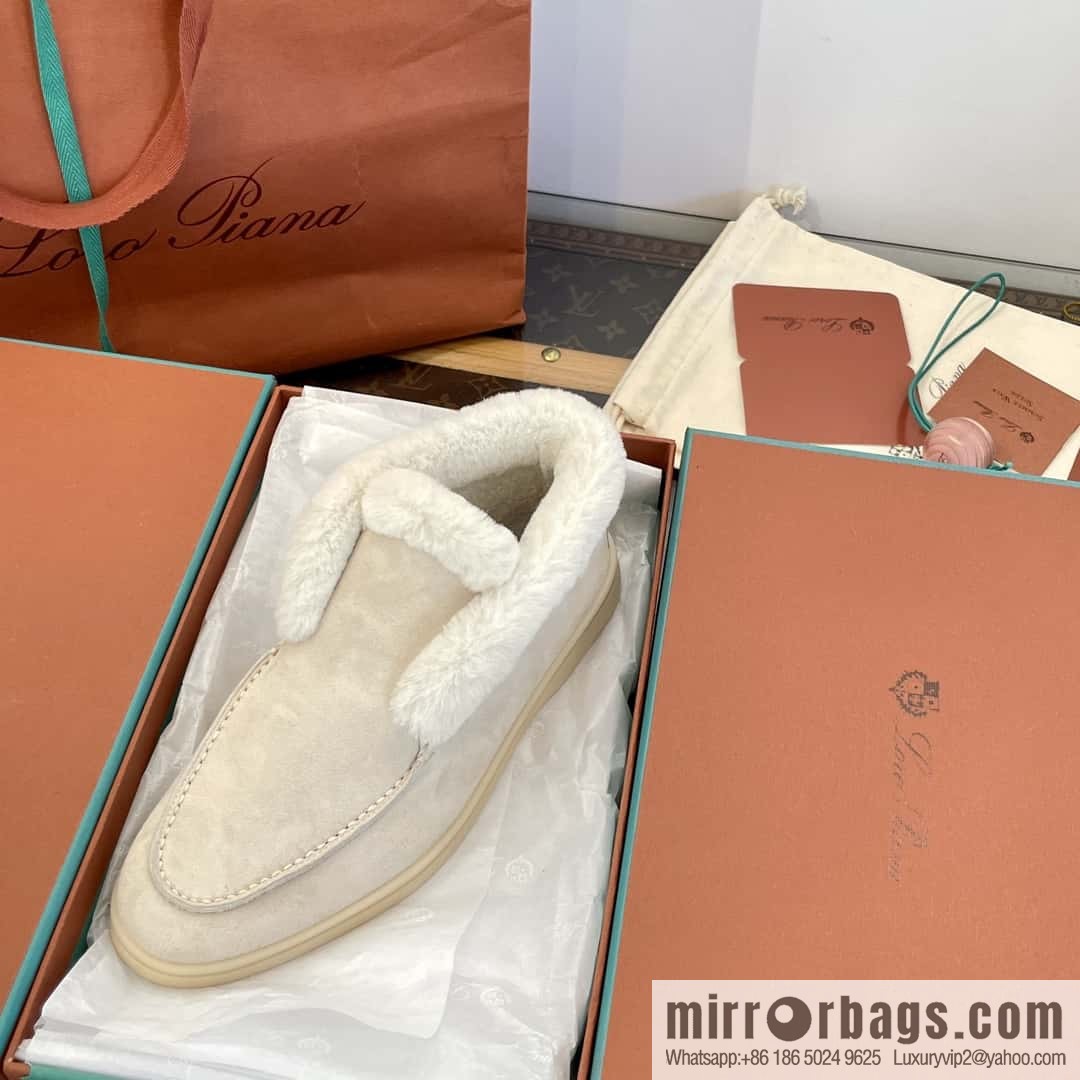 Loro Piana nutria fur high-top fluffy shoes