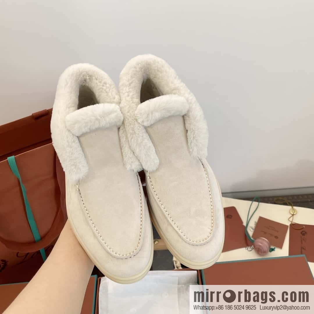 Loro Piana nutria fur high-top fluffy shoes