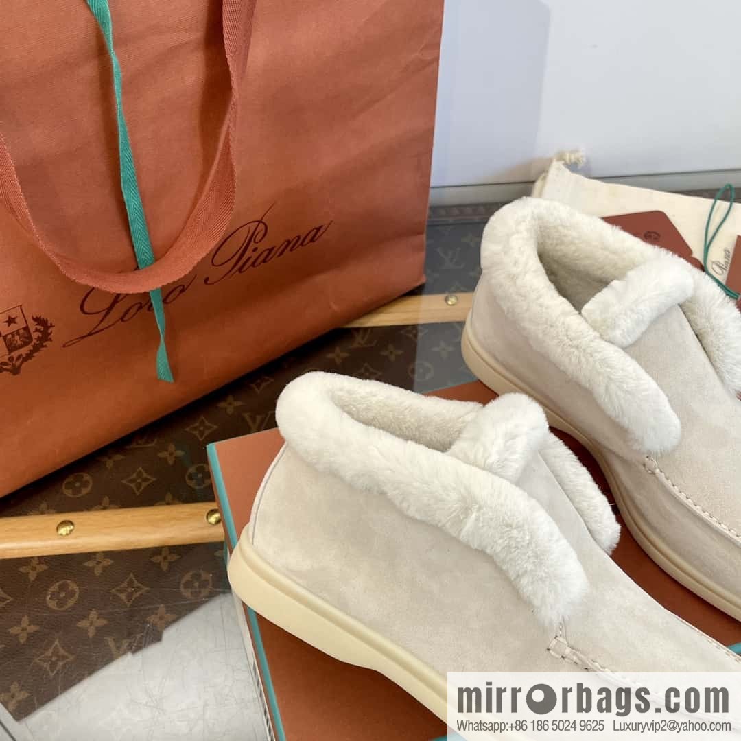 Loro Piana nutria fur high-top fluffy shoes
