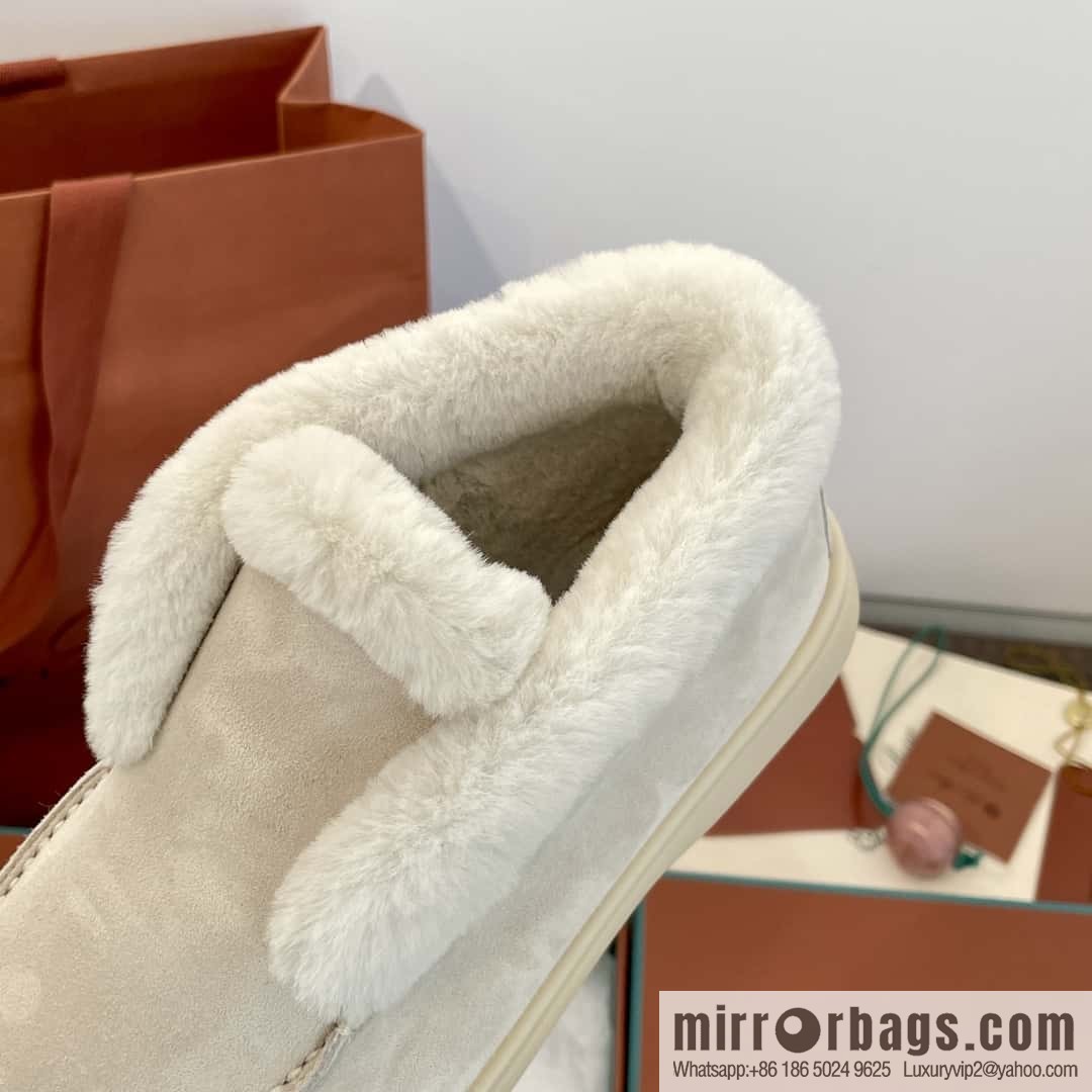 Loro Piana nutria fur high-top fluffy shoes