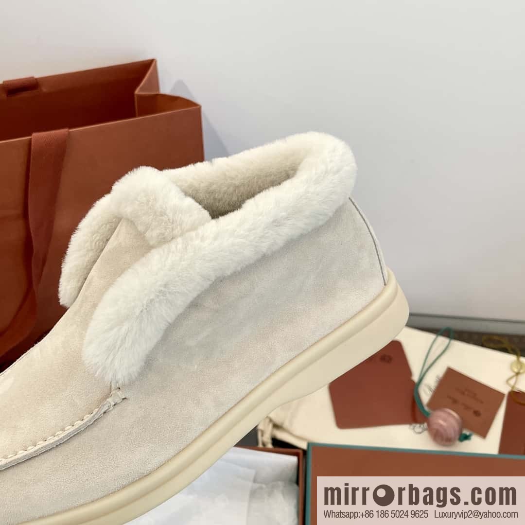 Loro Piana nutria fur high-top fluffy shoes