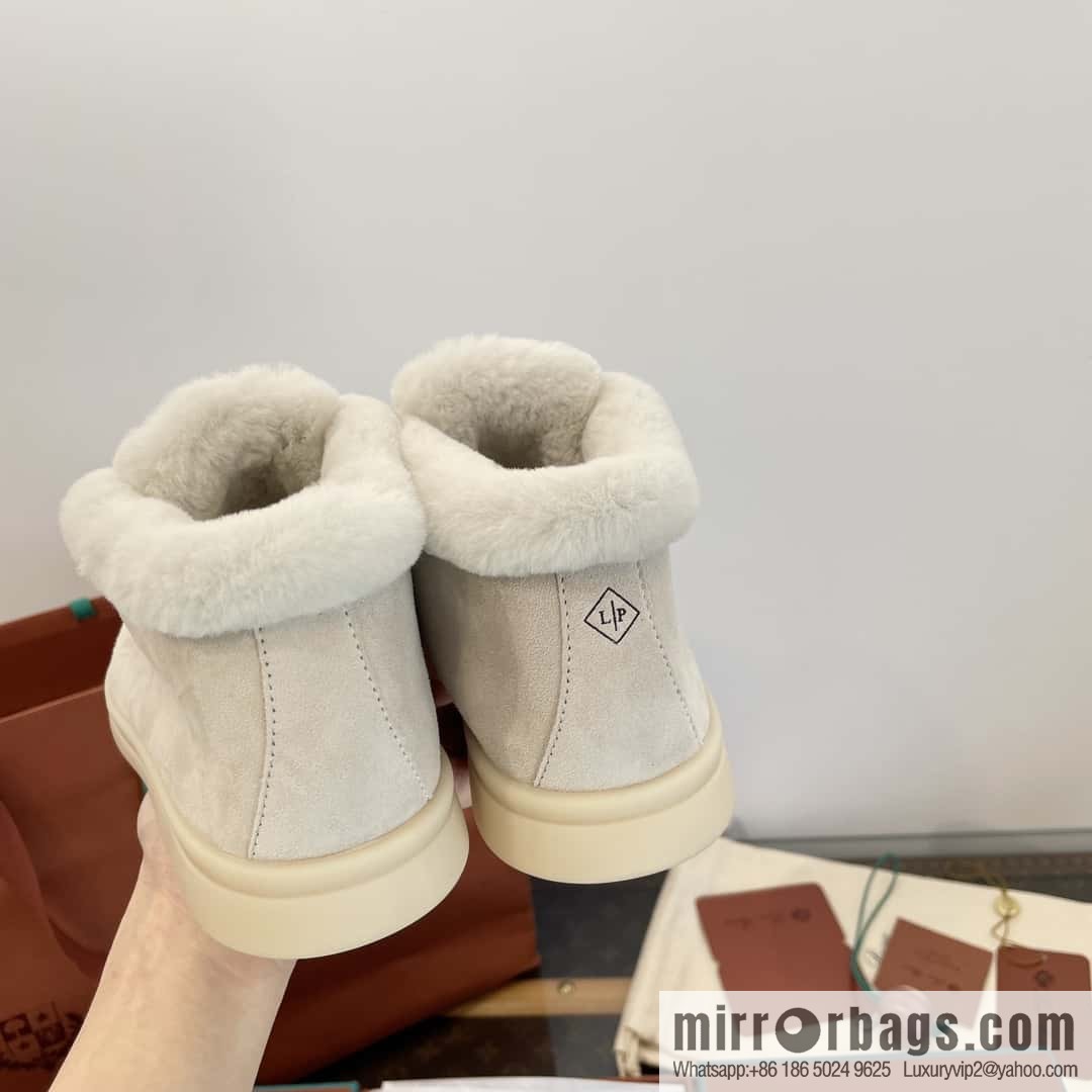Loro Piana nutria fur high-top fluffy shoes