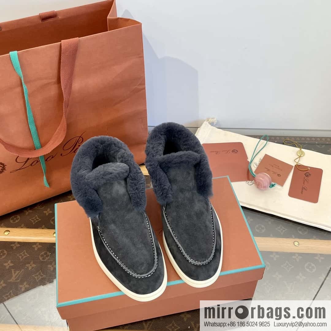 Loro Piana nutria fur high-top fluffy shoes