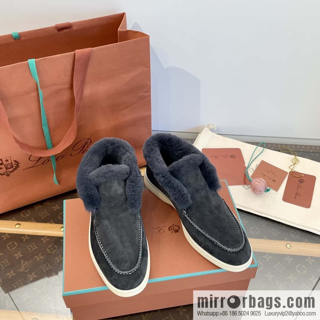 Loro Piana nutria fur high-top fluffy shoes
