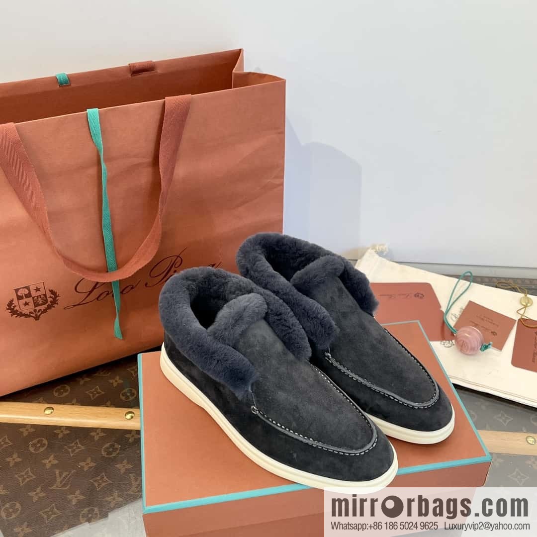 Loro Piana nutria fur high-top fluffy shoes