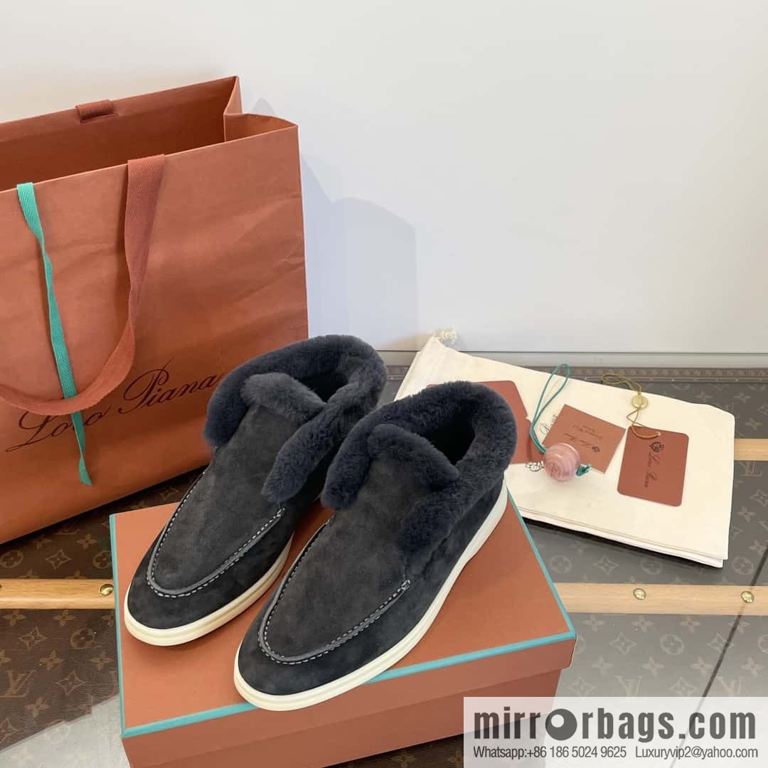 Loro Piana nutria fur high-top fluffy shoes