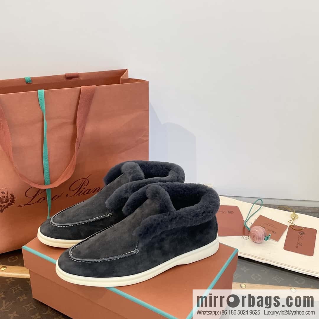 Loro Piana nutria fur high-top fluffy shoes
