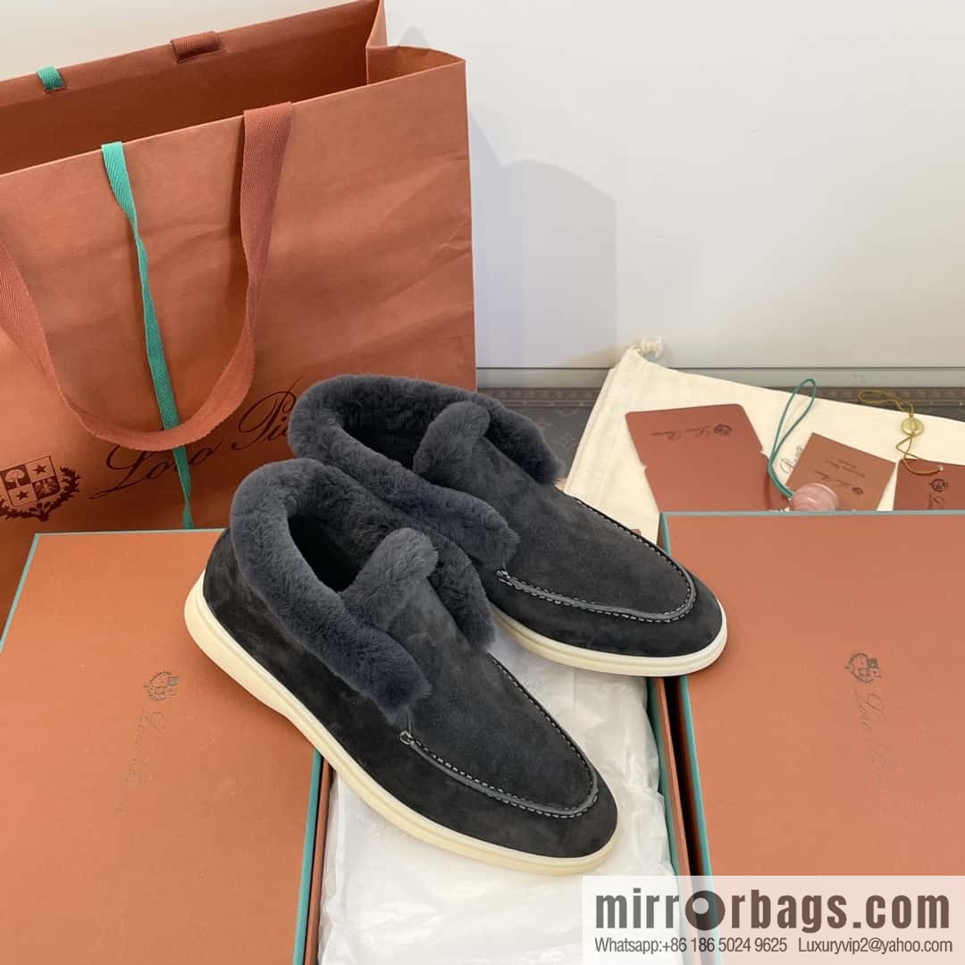 Loro Piana nutria fur high-top fluffy shoes