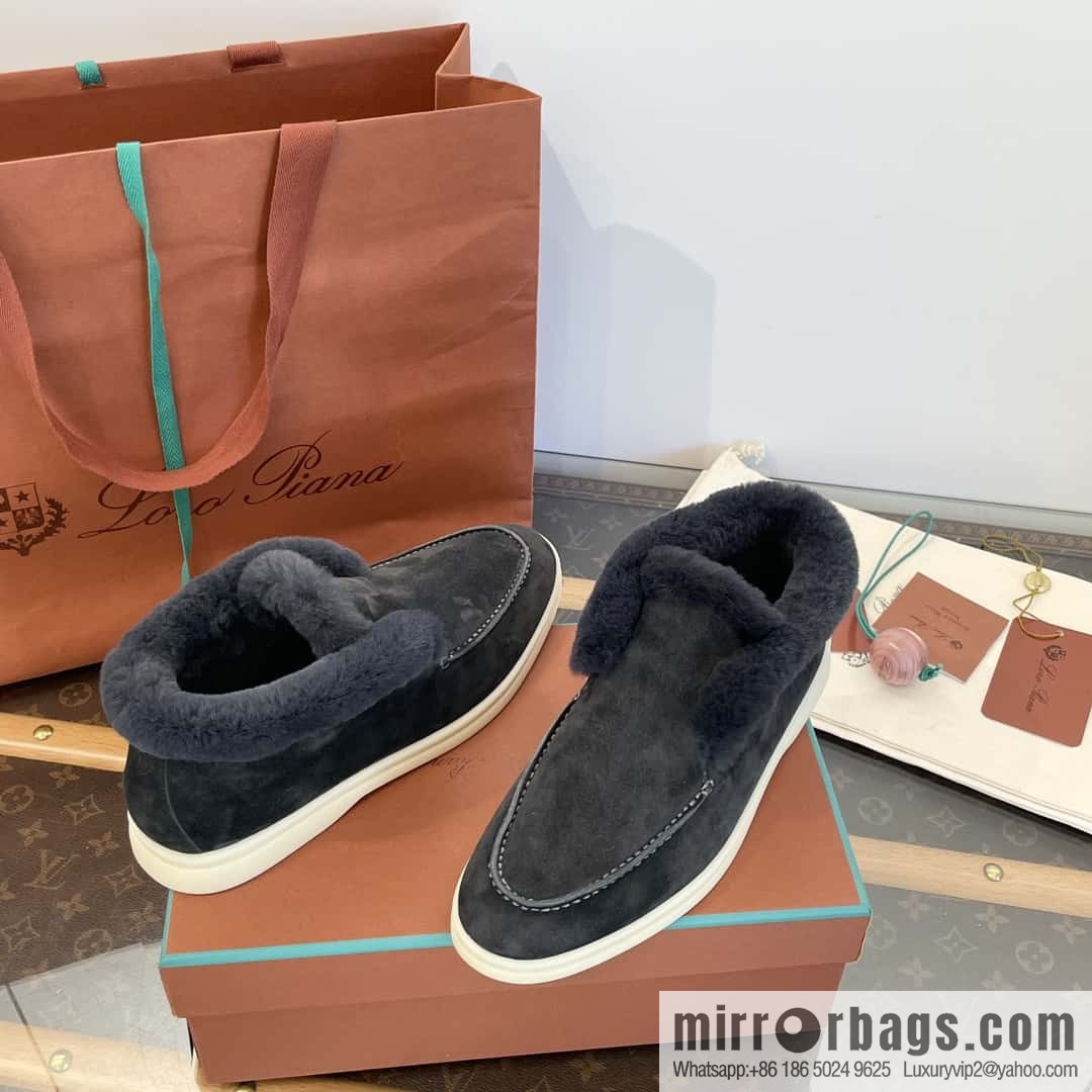 Loro Piana nutria fur high-top fluffy shoes