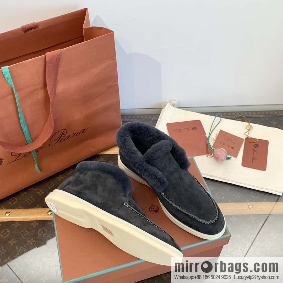 Loro Piana nutria fur high-top fluffy shoes