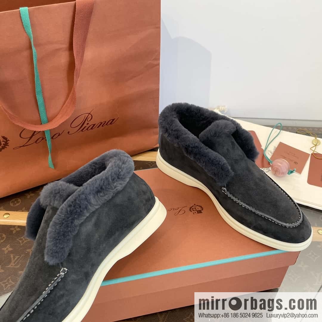 Loro Piana nutria fur high-top fluffy shoes