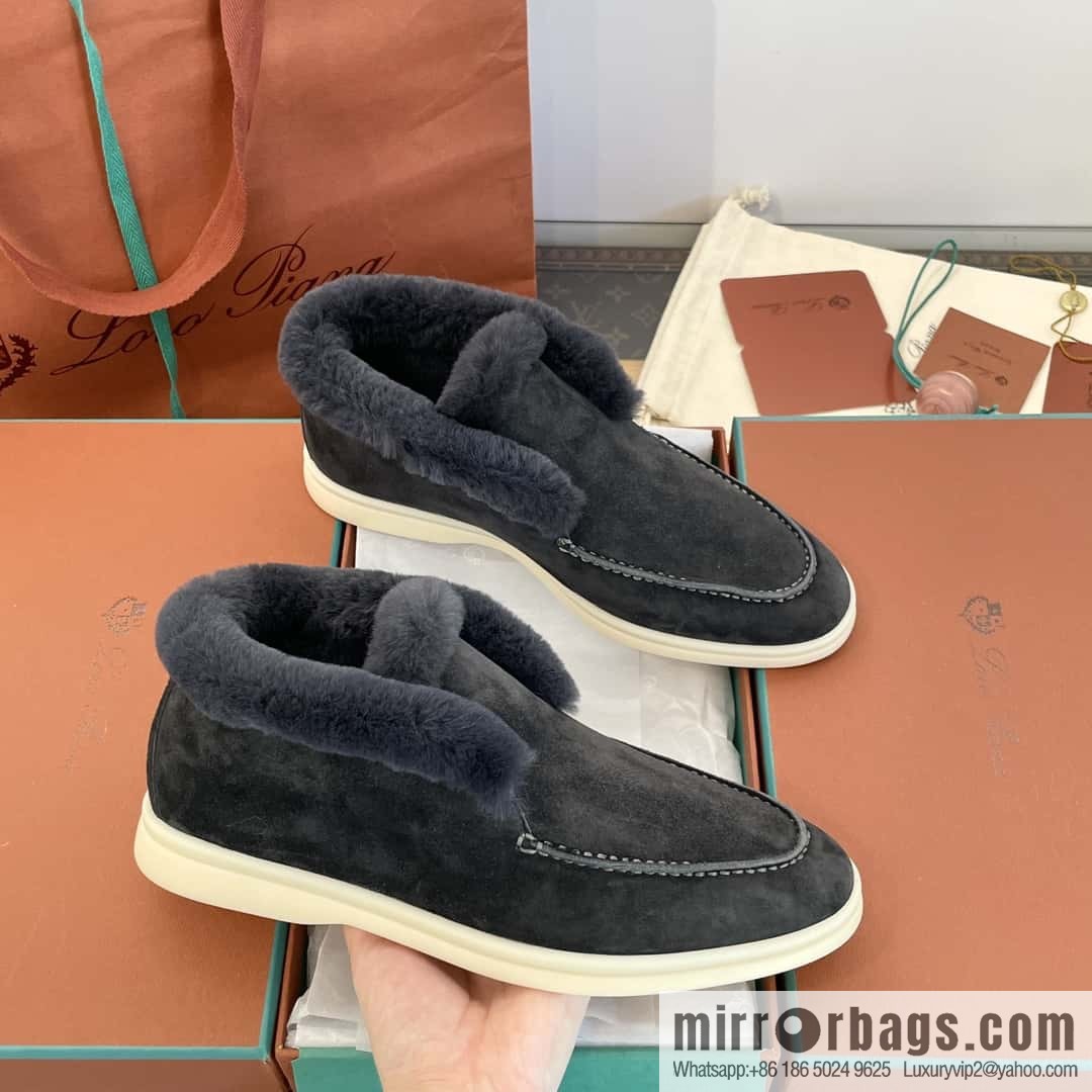 Loro Piana nutria fur high-top fluffy shoes