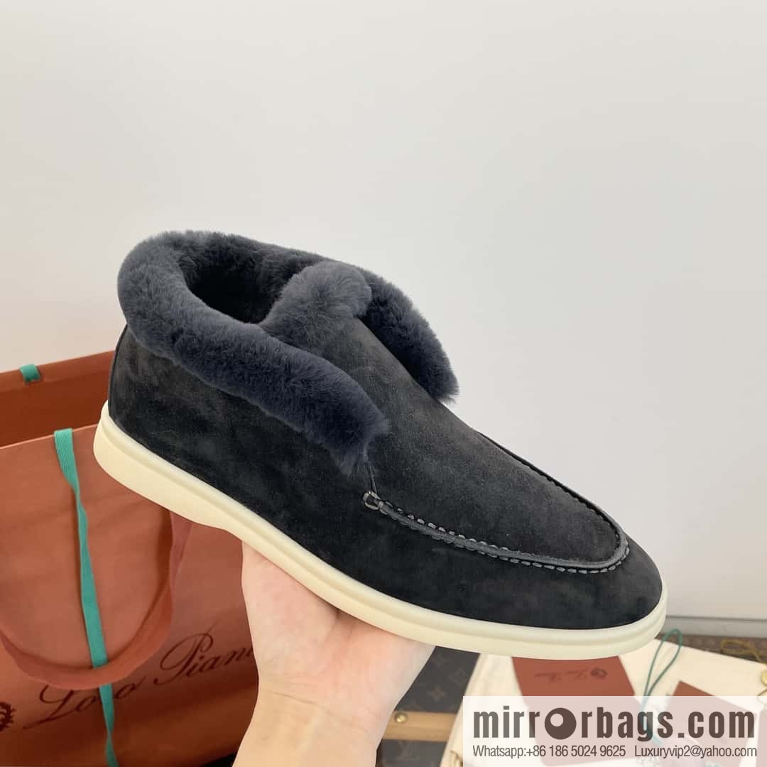 Loro Piana nutria fur high-top fluffy shoes