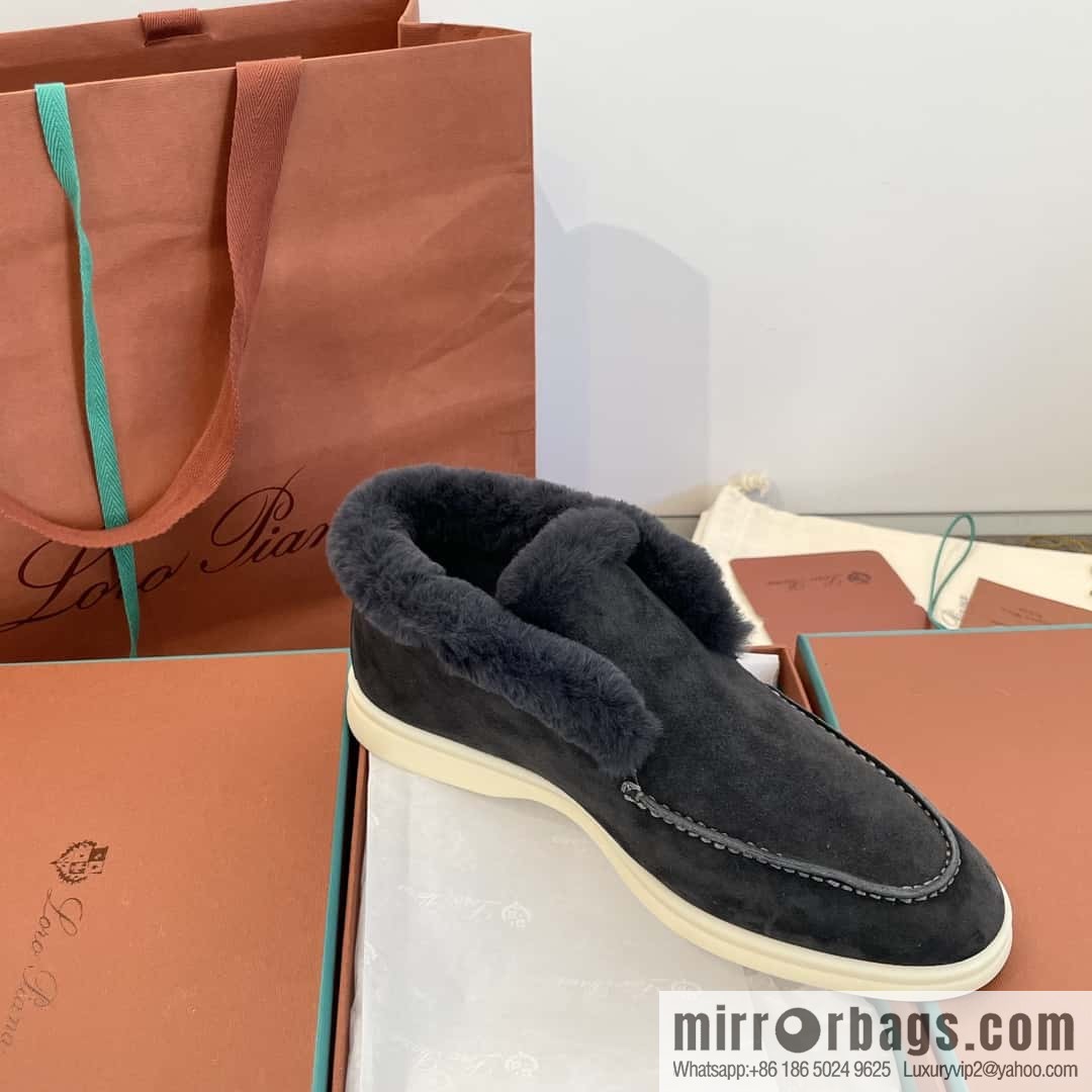 Loro Piana nutria fur high-top fluffy shoes