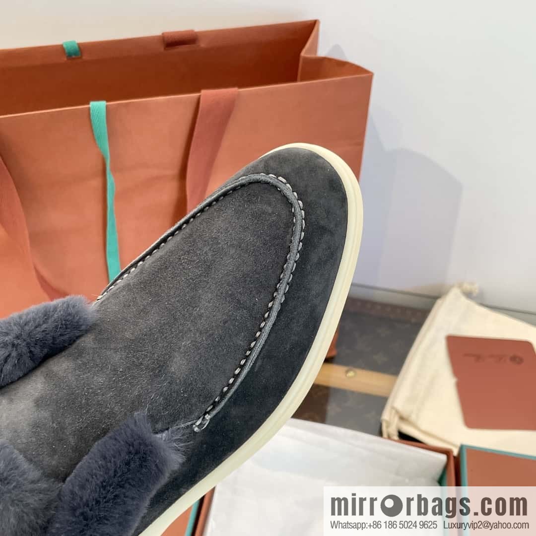 Loro Piana nutria fur high-top fluffy shoes