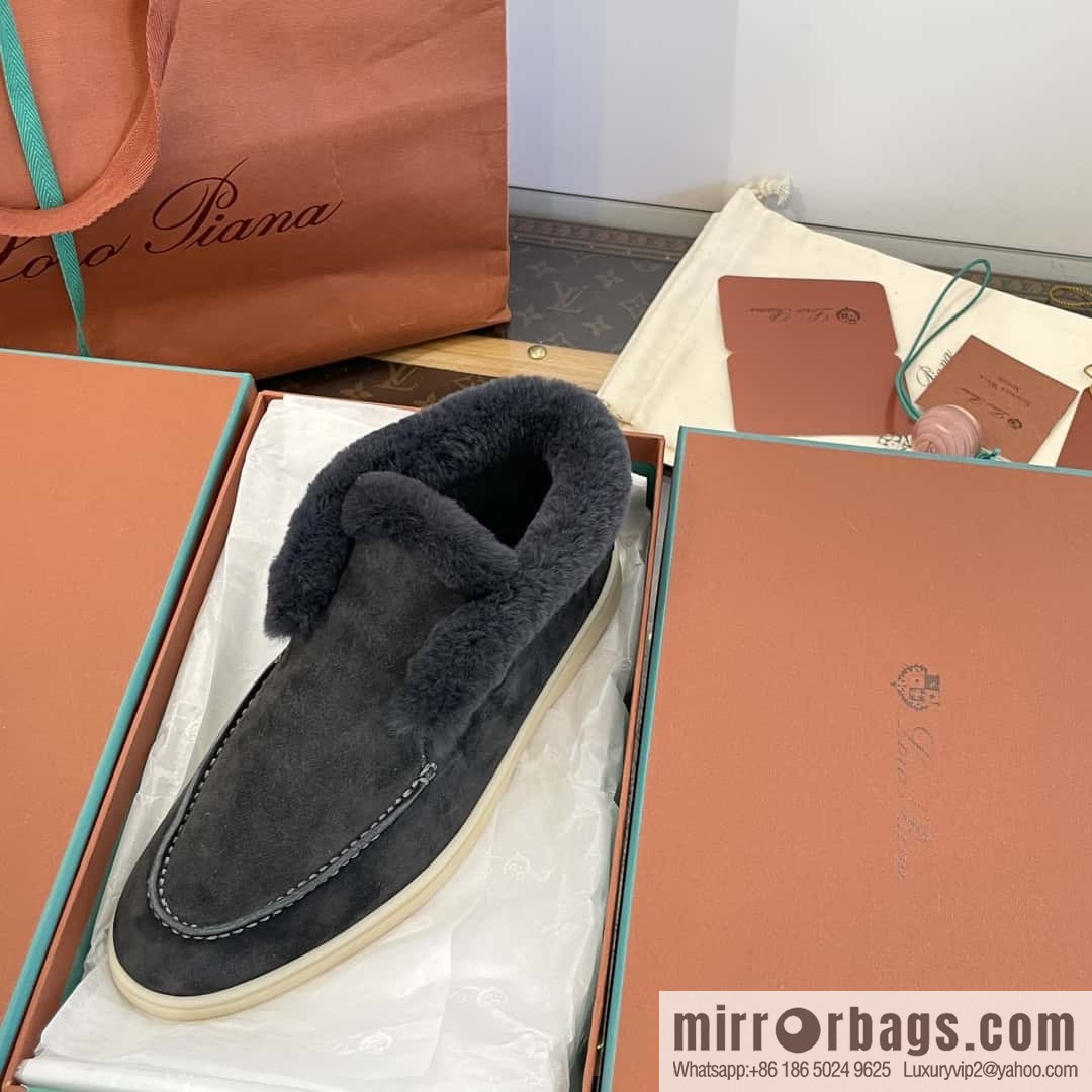 Loro Piana nutria fur high-top fluffy shoes