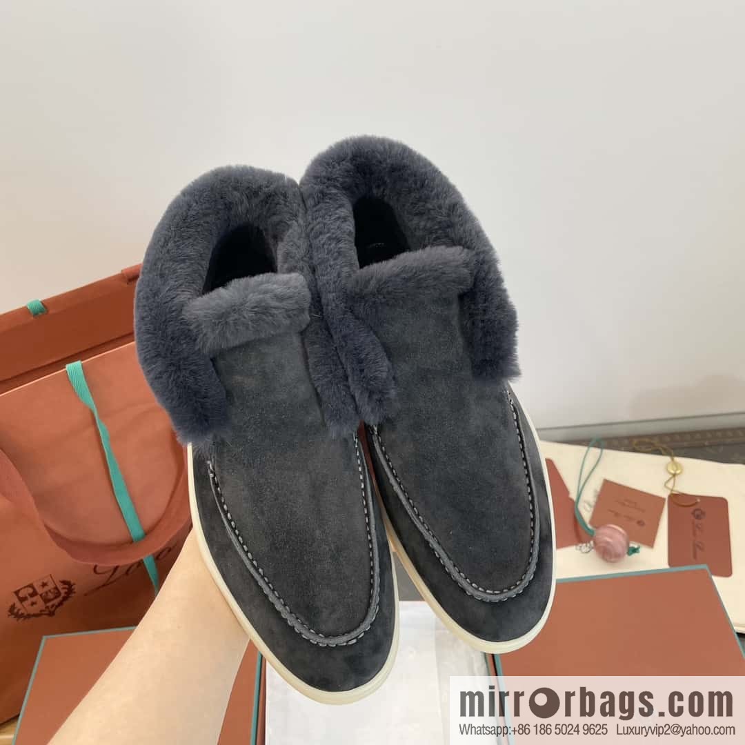 Loro Piana nutria fur high-top fluffy shoes