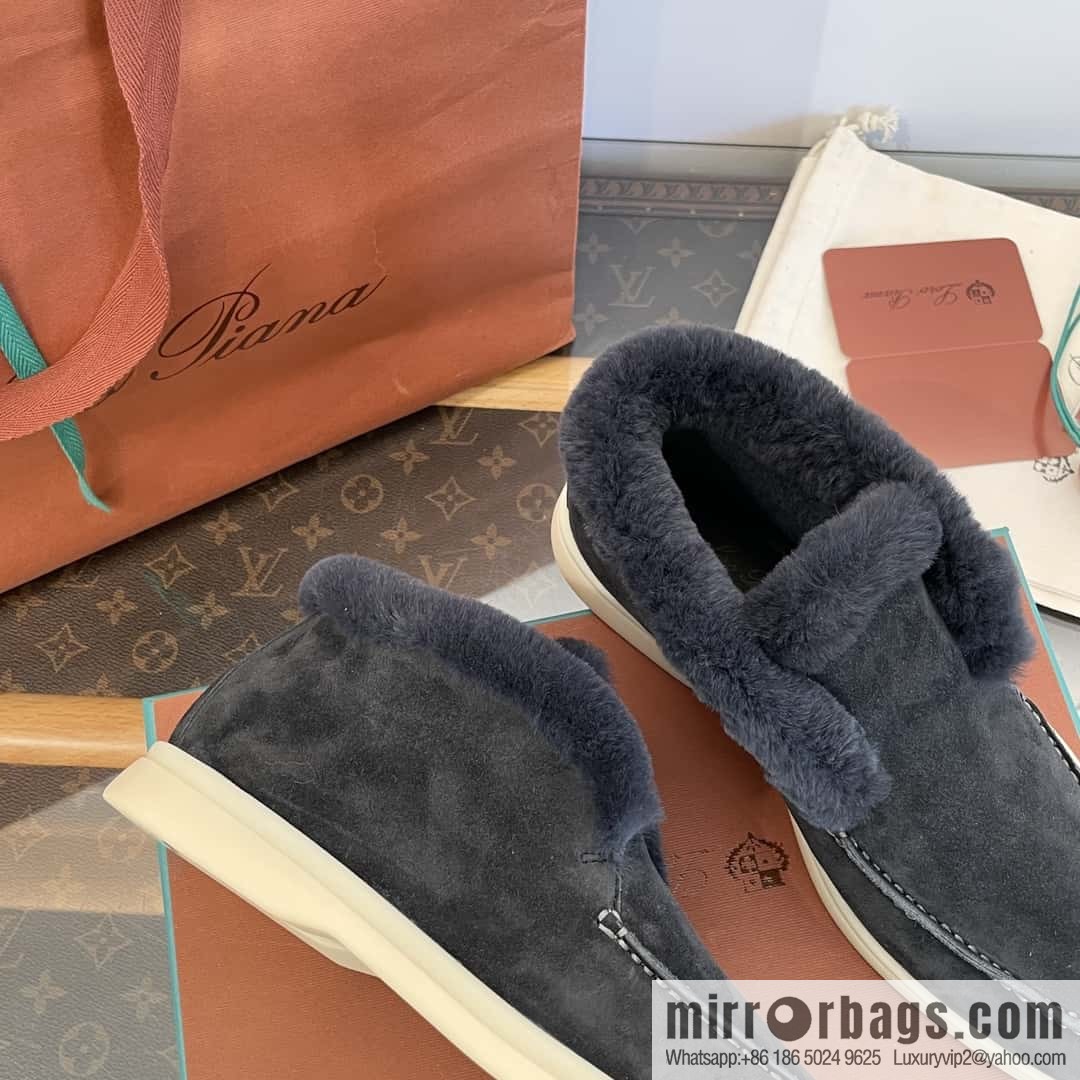 Loro Piana nutria fur high-top fluffy shoes