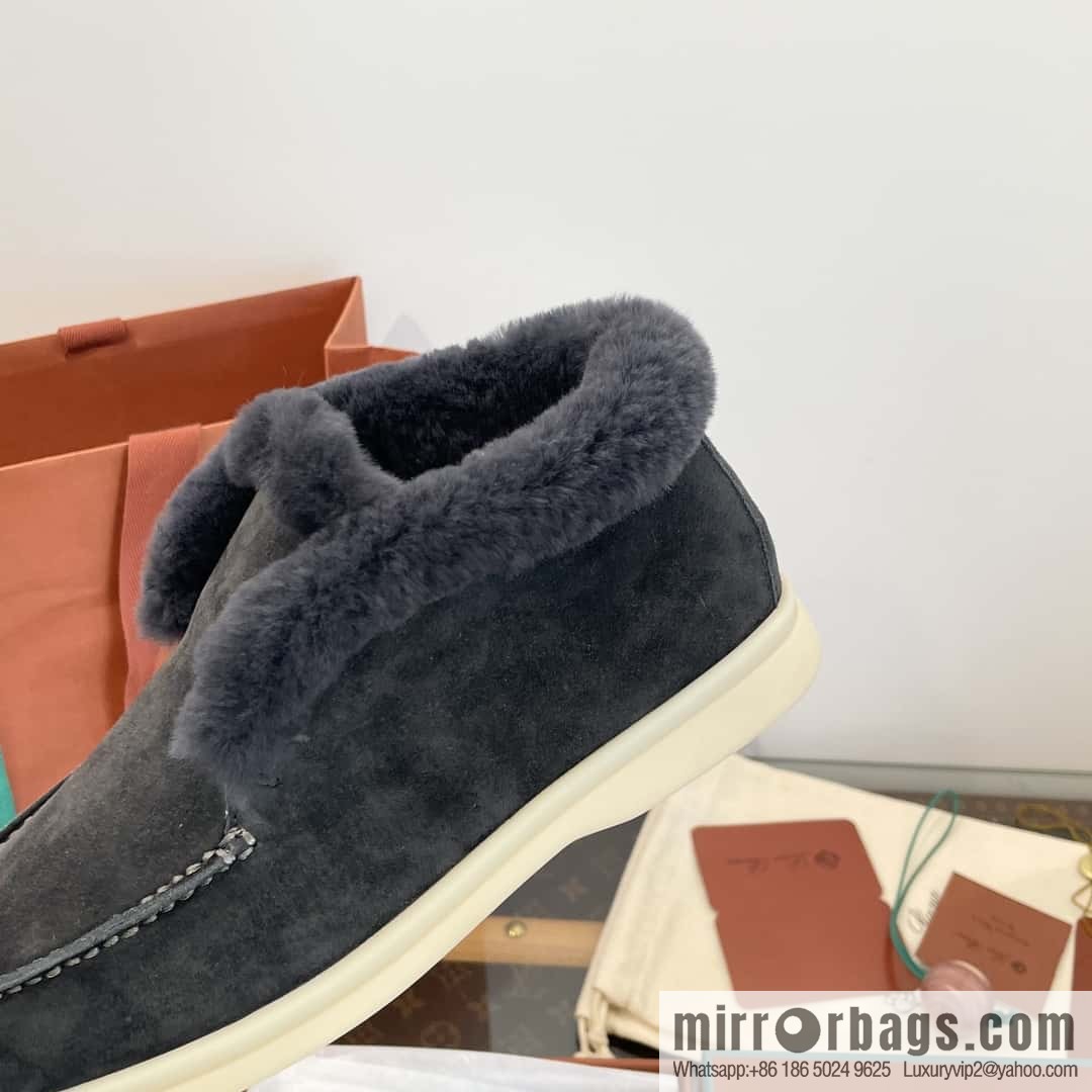 Loro Piana nutria fur high-top fluffy shoes