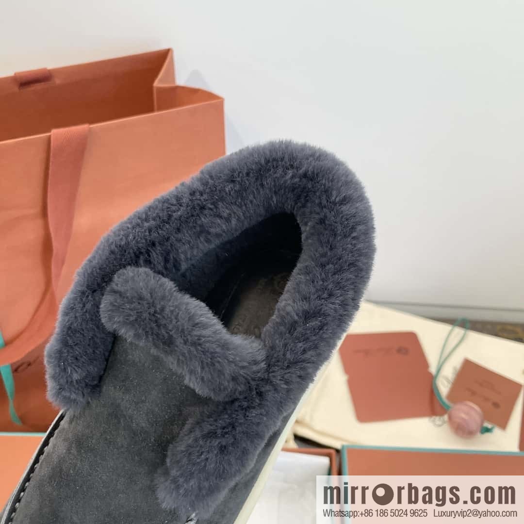 Loro Piana nutria fur high-top fluffy shoes