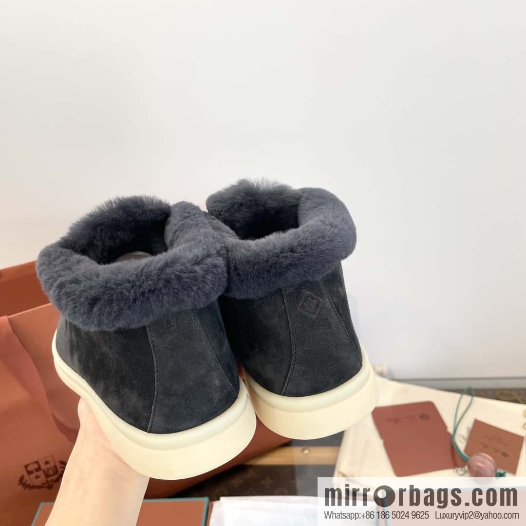 Loro Piana nutria fur high-top fluffy shoes
