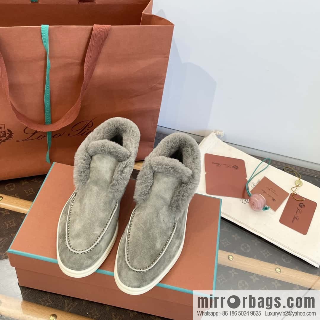Loro Piana nutria fur high-top fluffy shoes