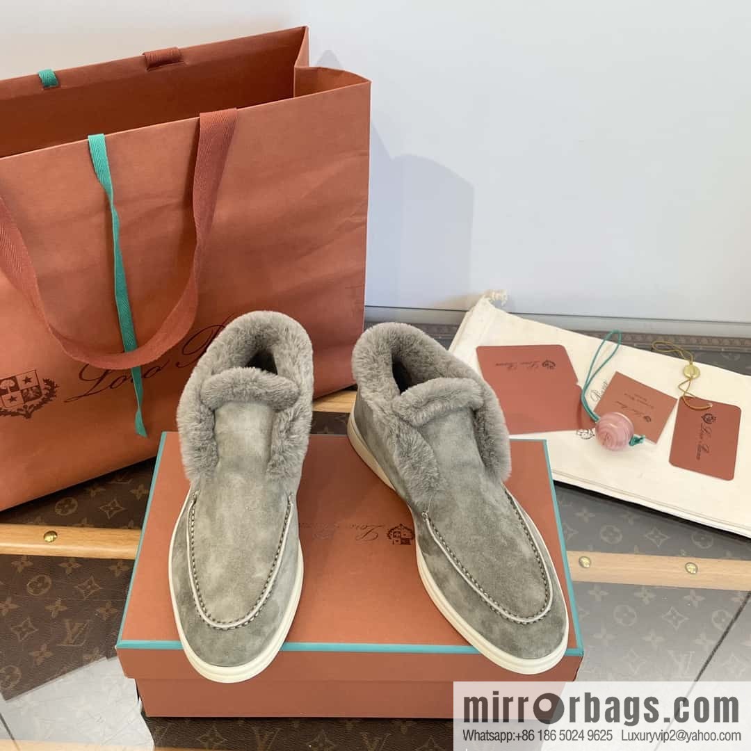 Loro Piana nutria fur high-top fluffy shoes
