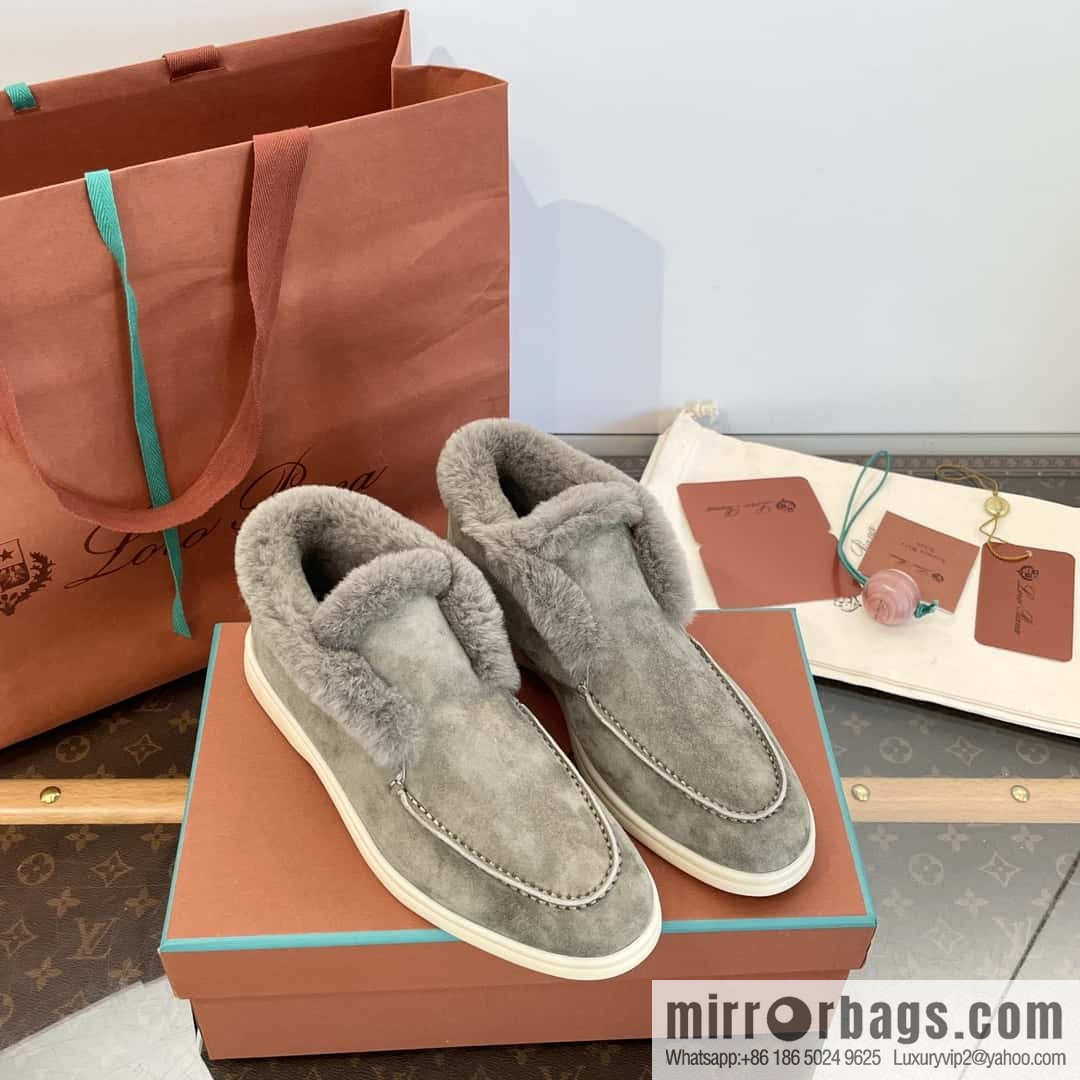 Loro Piana nutria fur high-top fluffy shoes